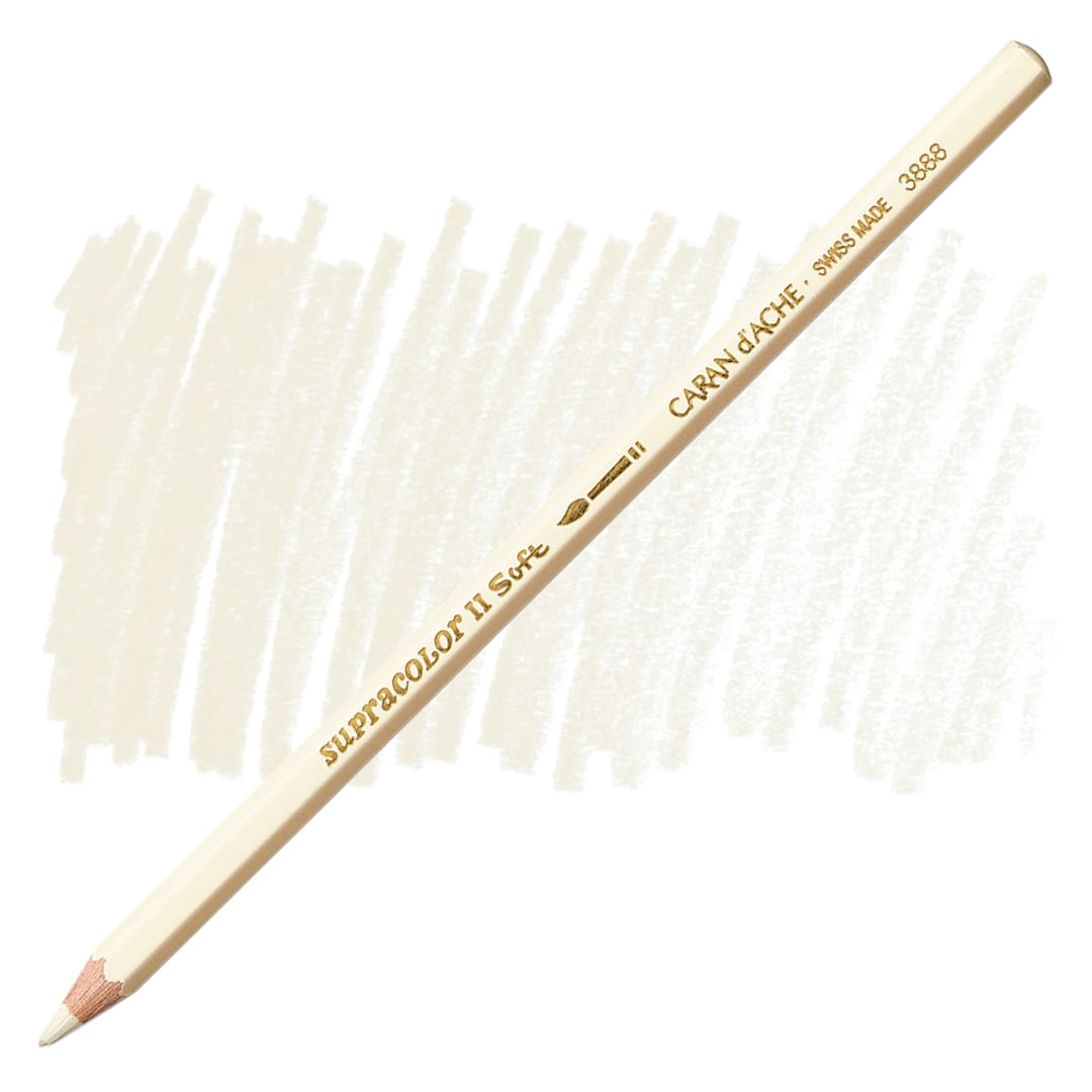 Open in modal - Caran d'Ache Supracolor Soft Aquarelle Pencil - Cream pencil and swatch