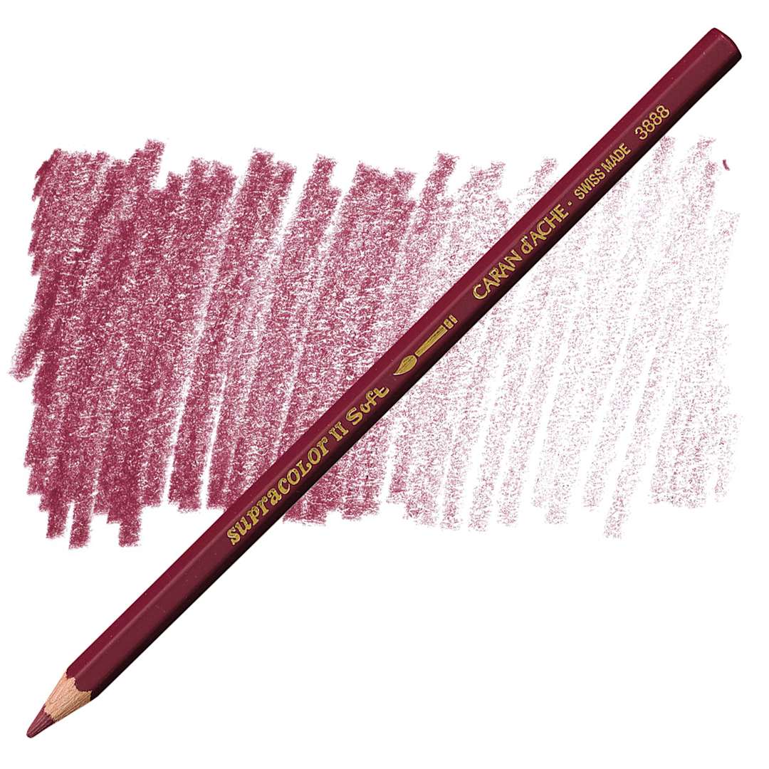Open in modal - Caran d'Ache Supracolor Soft Aquarelle Pencil - Dark Carmine pencil and swatch