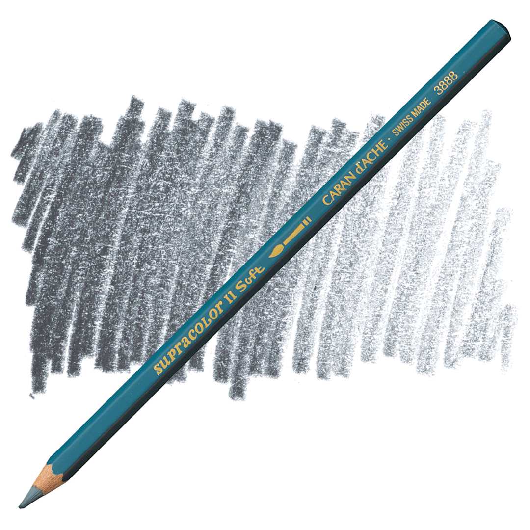Open in modal - Caran d'Ache Supracolor Soft Aquarelle Pencil - Dark Gray pencil and swatch