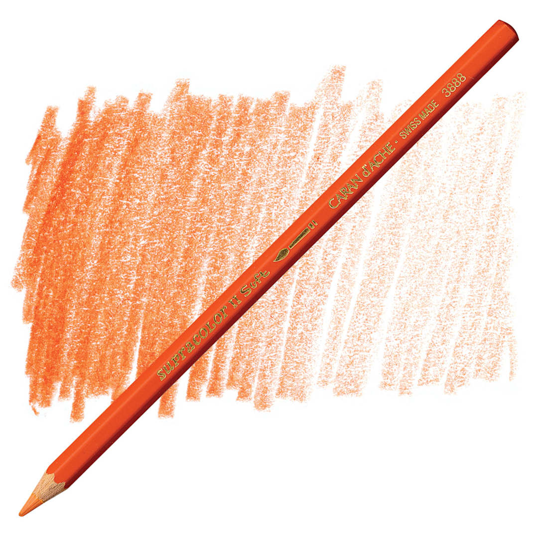 Open in modal - Caran d'Ache Supracolor Soft Aquarelle Pencil - Flame Red pencil and swatch