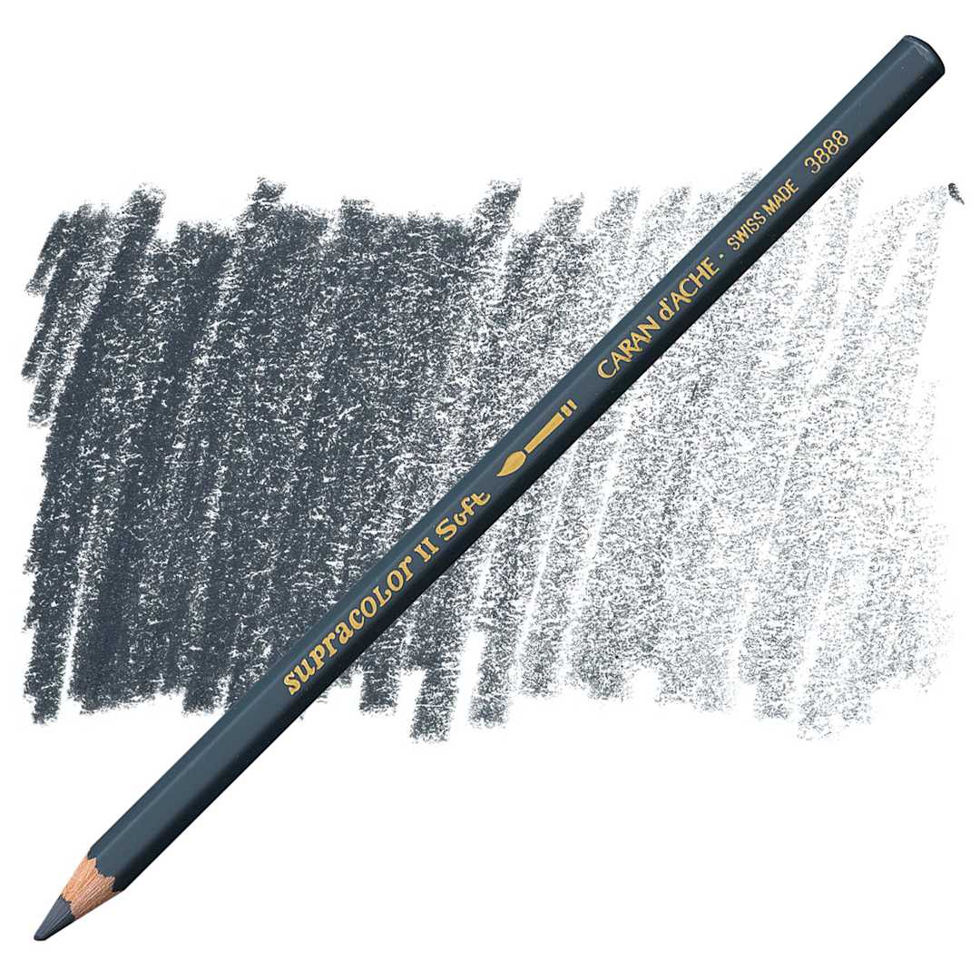 Open in modal - Caran d'Ache Supracolor Soft Aquarelle Pencil - Grayish Black pencil and swatch