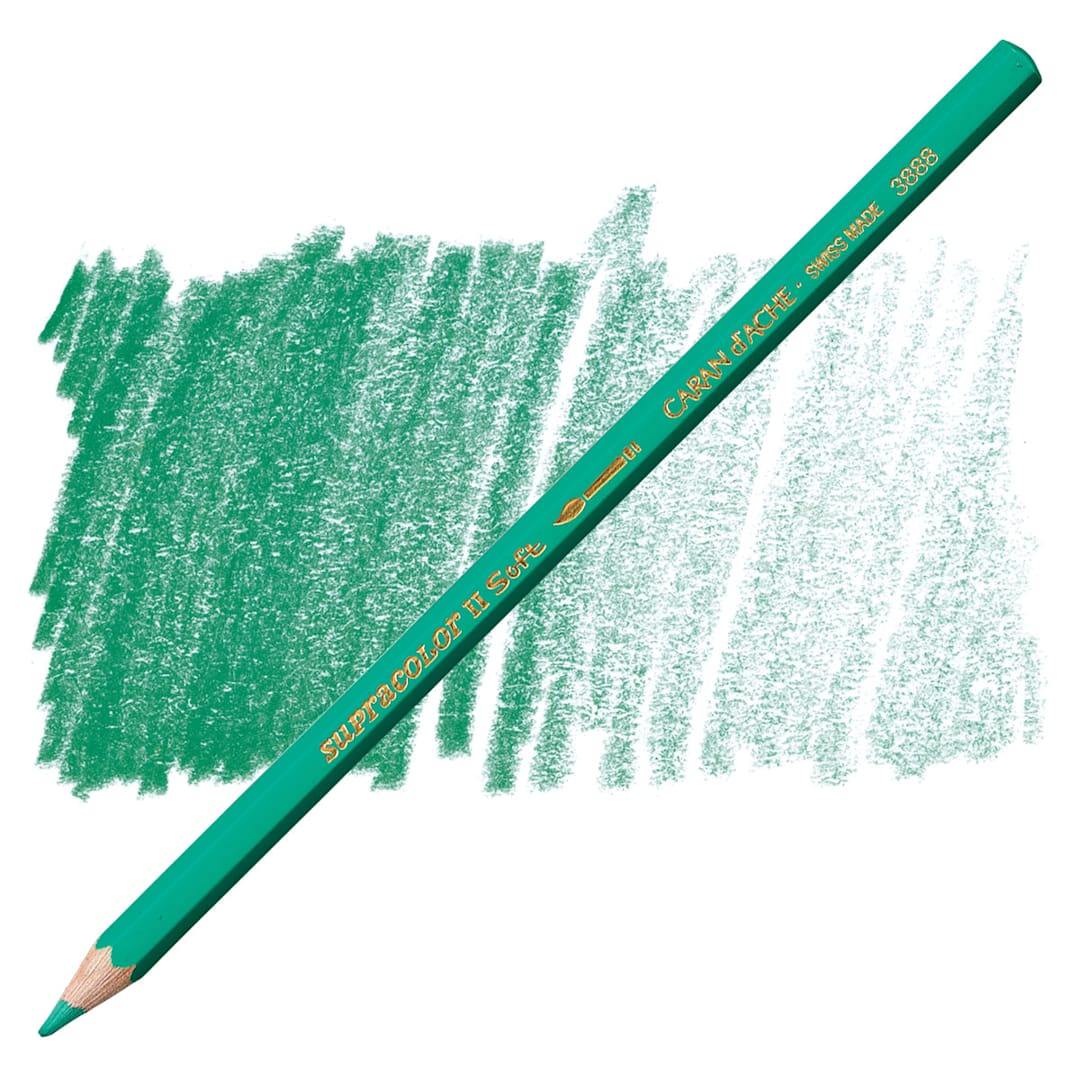 Open in modal - Caran d'Ache Supracolor Soft Aquarelle Pencil - Grayish Green pencil and swatch