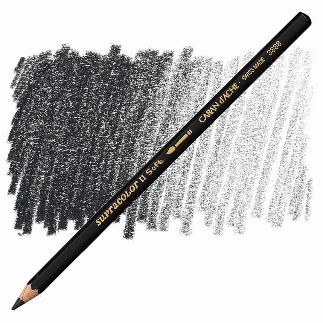 Open in modal - Caran d'Ache Supracolor Soft Aquarelle Pencil - Ivory Black pencil and swatch