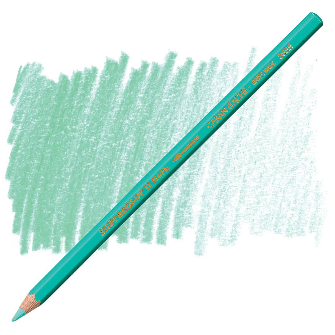 Open in modal - Caran d'Ache Supracolor Soft Aquarelle Pencil - Jade Green pencil and swatch