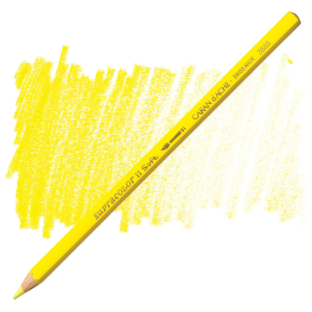 Open in modal - Caran d'Ache Supracolor Soft Aquarelle Pencil - Lemon Yellow pencil and swatch