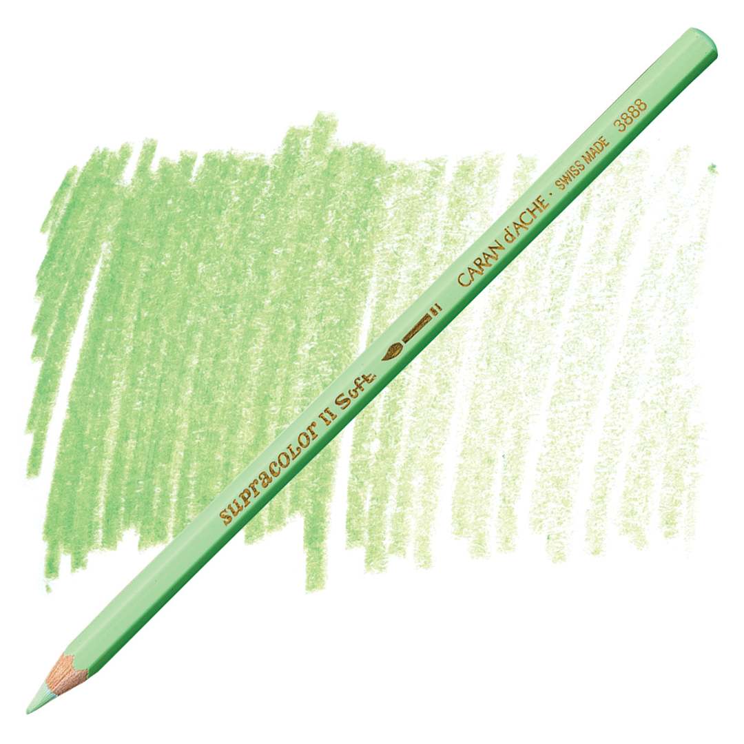 Open in modal - Caran d'Ache Supracolor Soft Aquarelle Pencil - Light Green pencil and swatch
