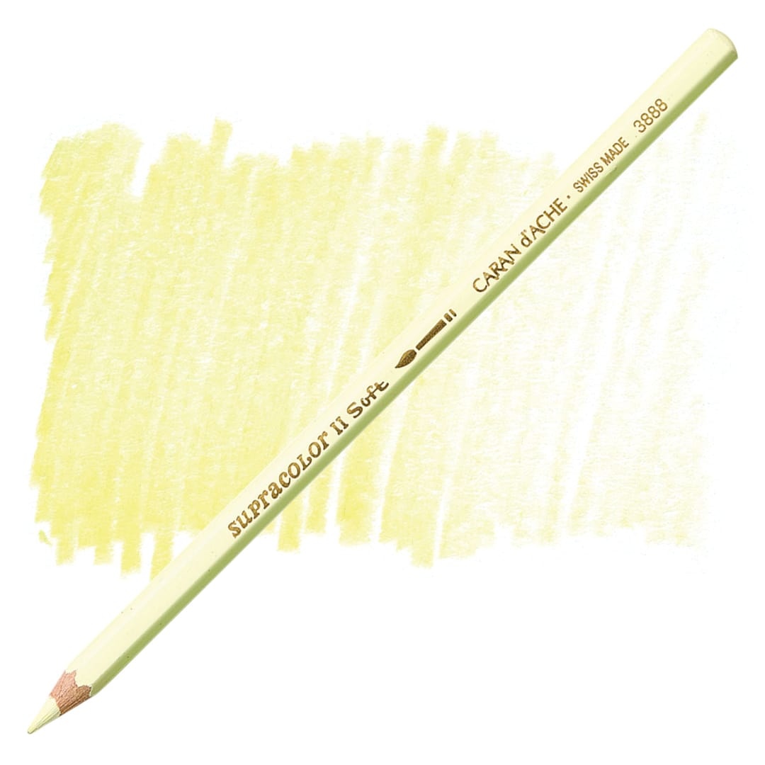 Open in modal - Caran d'Ache Supracolor Soft Aquarelle Pencil - Light Lemon Yellow pencil and swatch