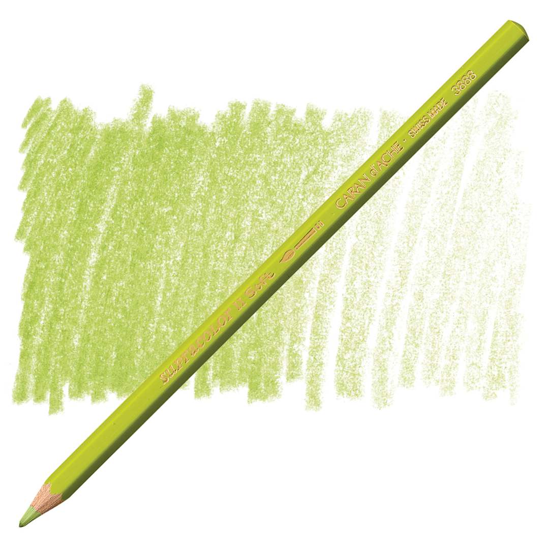 Open in modal - Caran d'Ache Supracolor Soft Aquarelle Pencil - Light Olive pencil and swatch