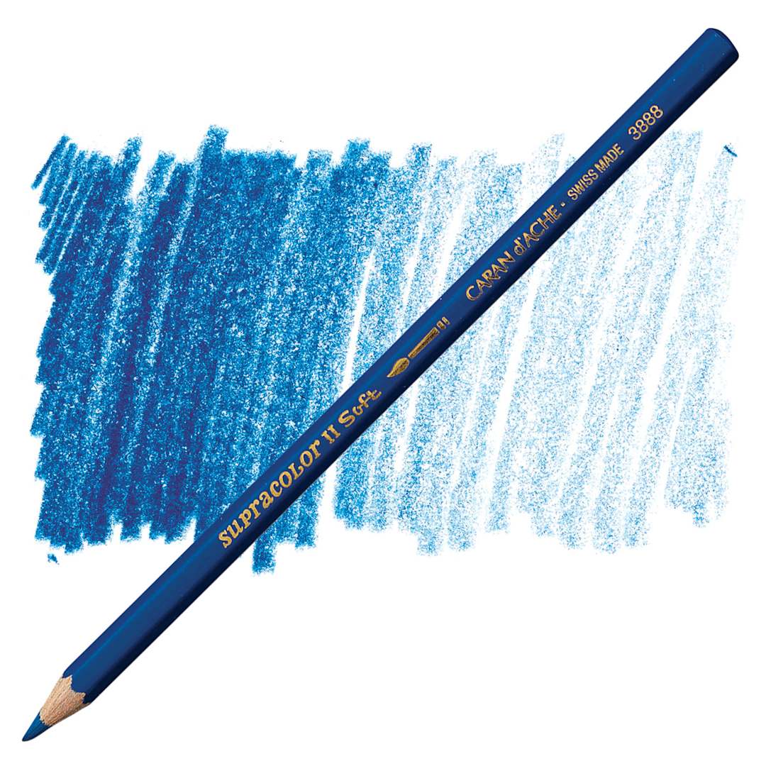 Open in modal - Caran d'Ache Supracolor Soft Aquarelle Pencil - Marine Blue pencil and swatch
