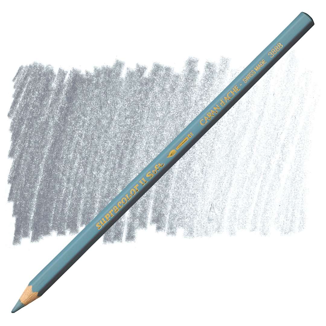 Open in modal - Caran d'Ache Supracolor Soft Aquarelle Pencil - Mouse Gray pencil and swatch