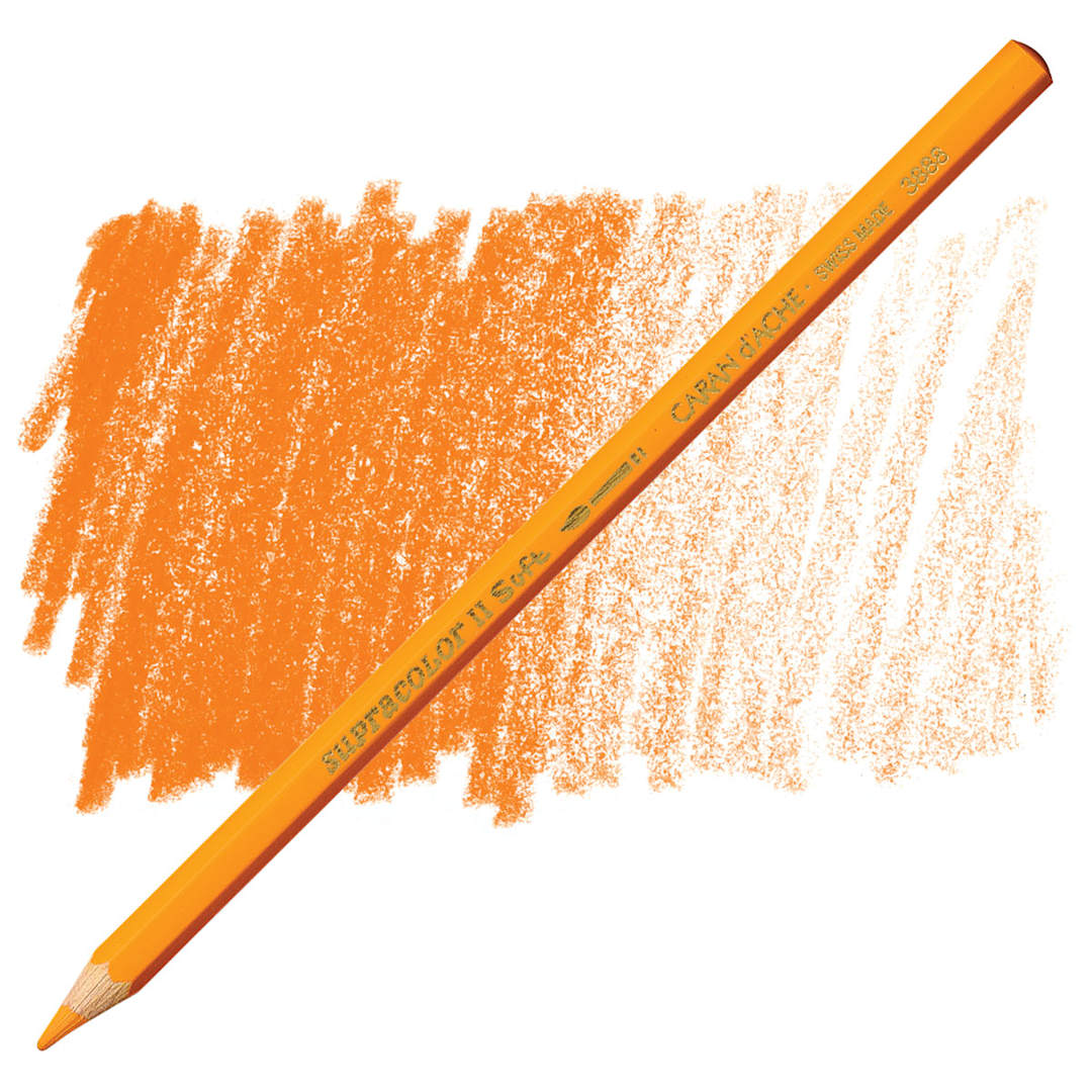 Open in modal - Caran d'Ache Supracolor Soft Aquarelle Pencil - Orange pencil and swatch