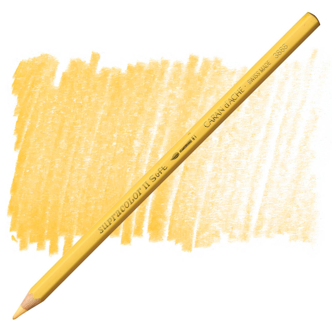 Open in modal - Caran d'Ache Supracolor Soft Aquarelle Pencil - Orangish Yellow pencil and swatch