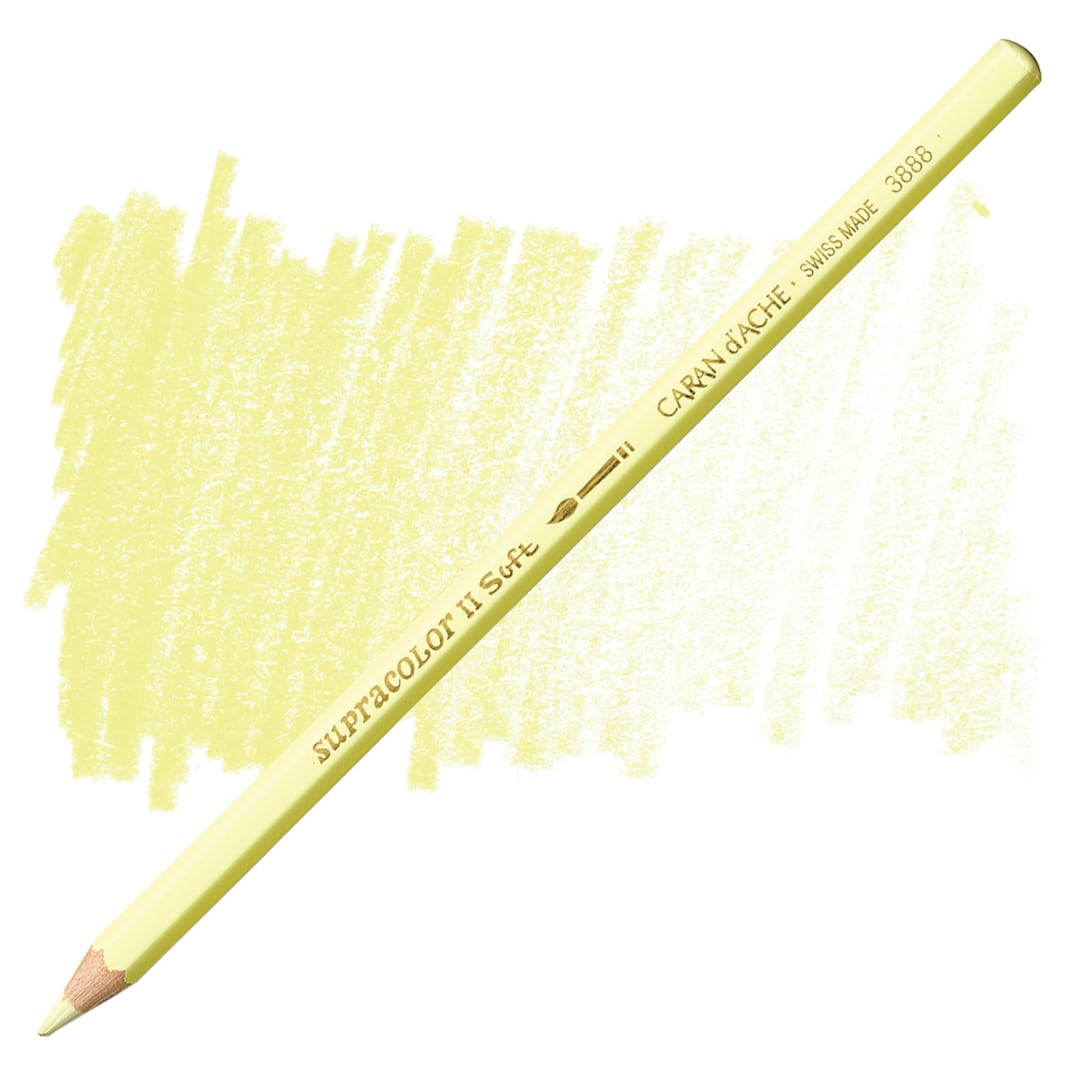 Open in modal - Caran d'Ache Supracolor Soft Aquarelle Pencil - Pale Yellow pencil and swatch