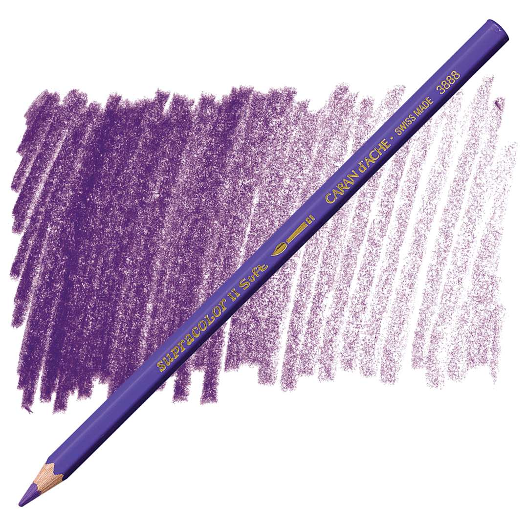 Open in modal - Caran d'Ache Supracolor Soft Aquarelle Pencil - Periwinkle Blue pencil and swatch