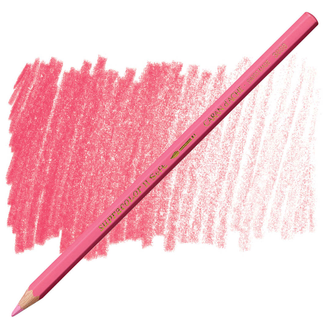 Open in modal - Caran d'Ache Supracolor Soft Aquarelle Pencil - Pink pencil and swatch