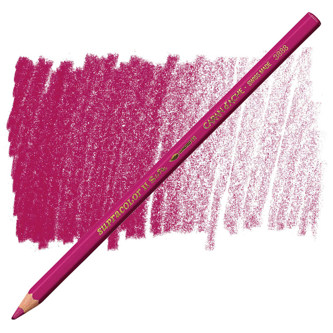 Open in modal - Caran d'Ache Supracolor Soft Aquarelle Pencil - Purplish Red pencil and swatch