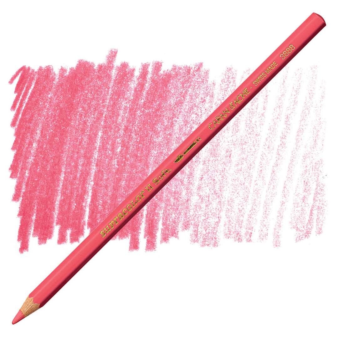 Open in modal - Caran d'Ache Supracolor Soft Aquarelle Pencil - Raspberry Red pencil and swatch