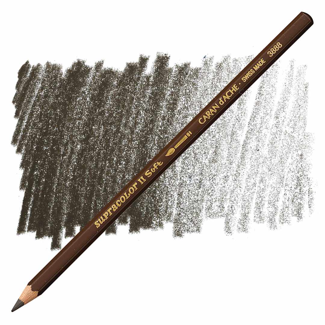 Open in modal - Caran d'Ache Supracolor Soft Aquarelle Pencil - Umber pencil and swatch