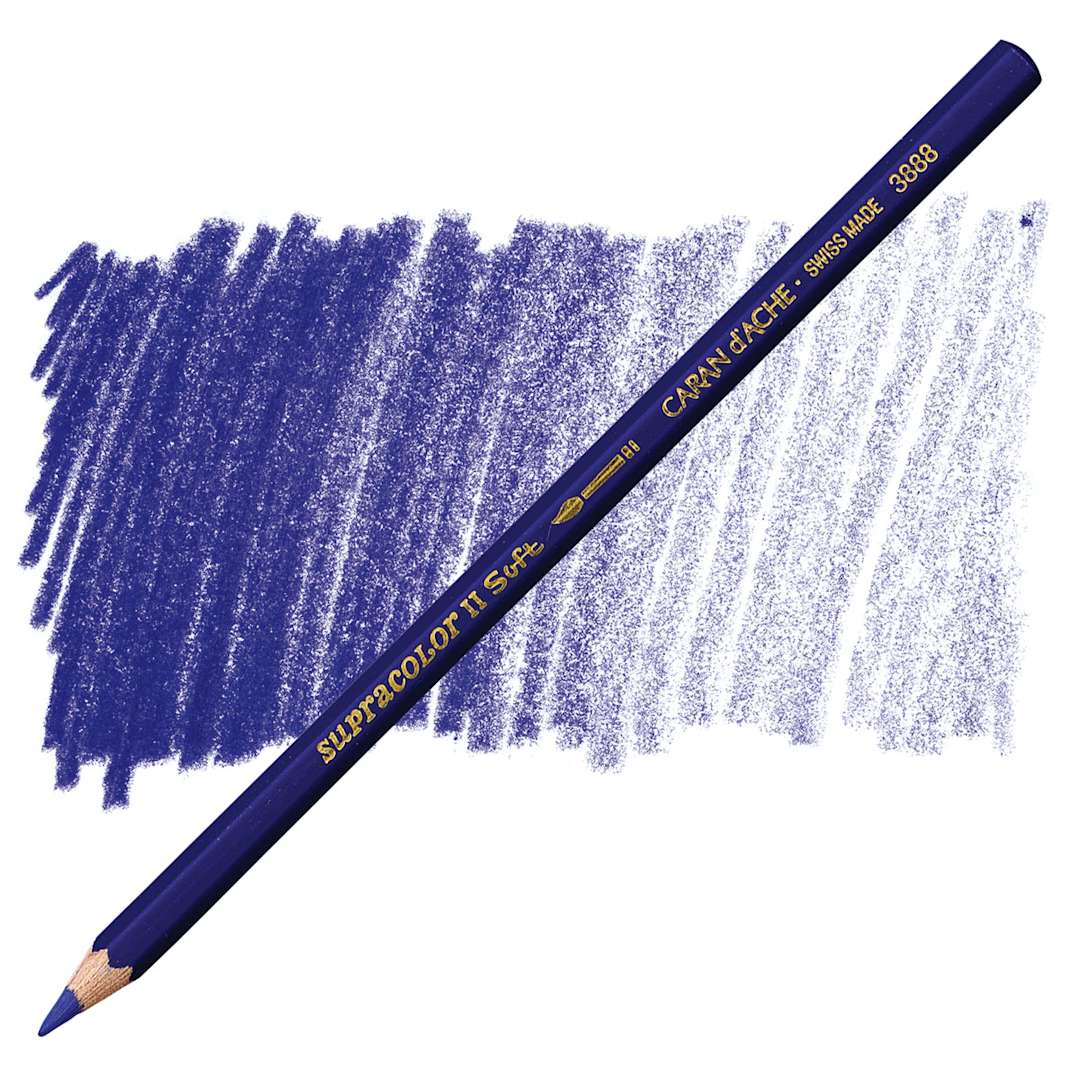 Open in modal - Caran d'Ache Supracolor Soft Aquarelle Pencil - Royal Blue pencil and swatch