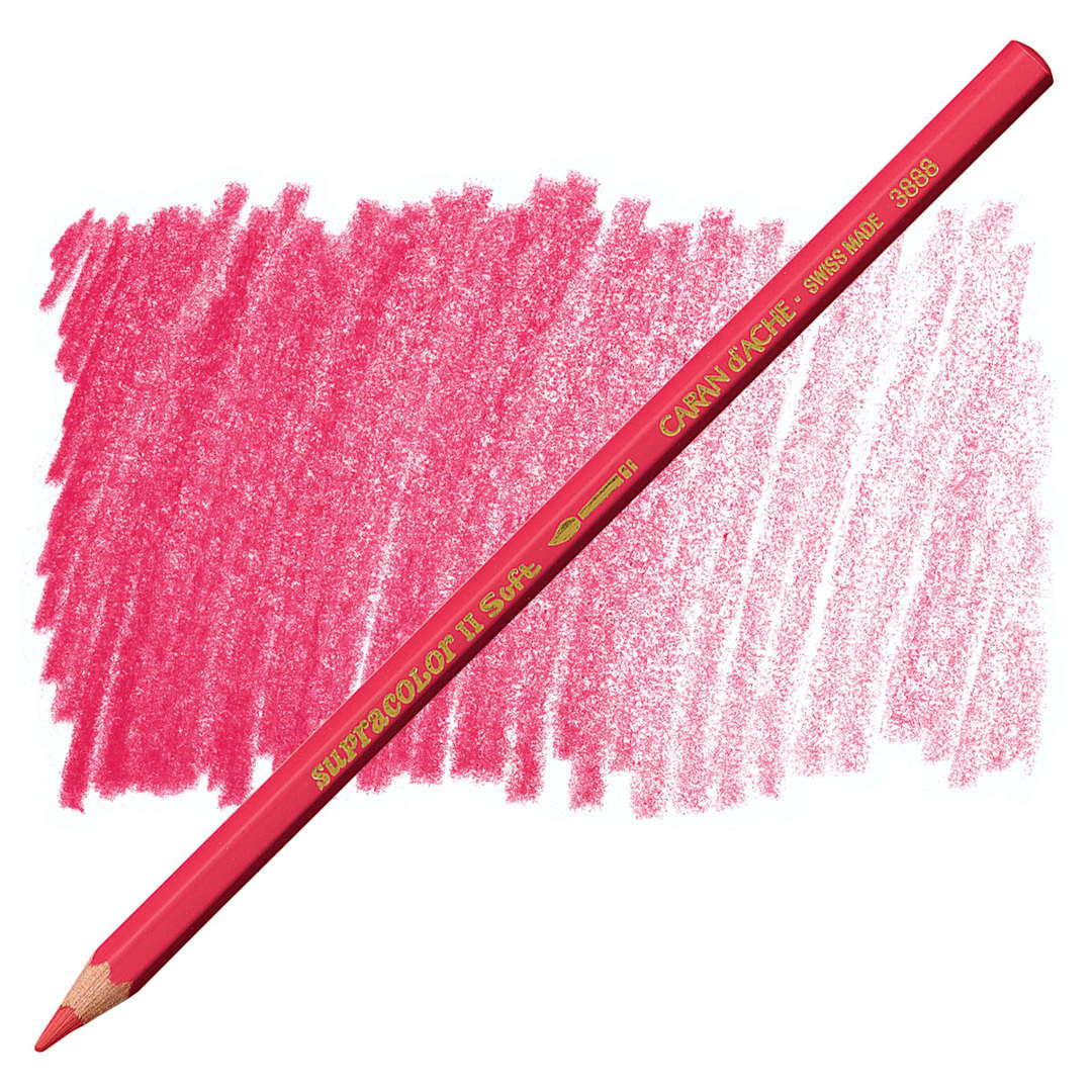 Open in modal - Caran d'Ache Supracolor Soft Aquarelle Pencil - Ruby Red pencil and swatch