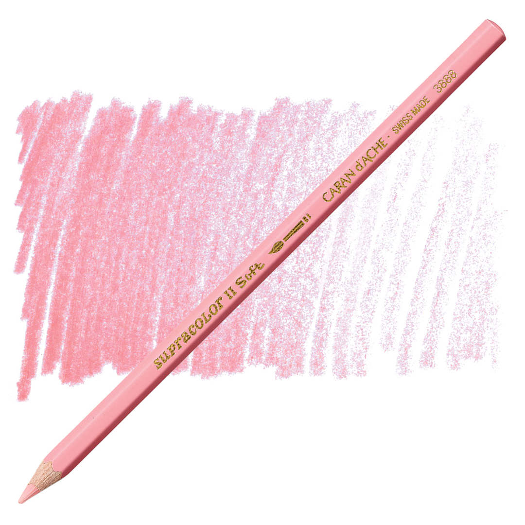 Open in modal - Caran d'Ache Supracolor Soft Aquarelle Pencil - Salmon Pink pencil and swatch