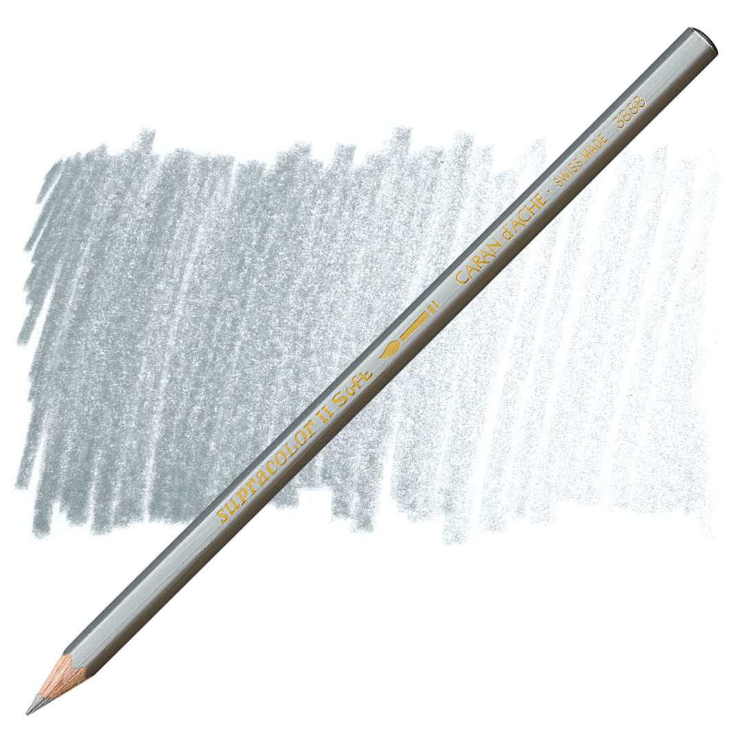 Open in modal - Caran d'Ache Supracolor Soft Aquarelle Pencil - Silver pencil and swatch