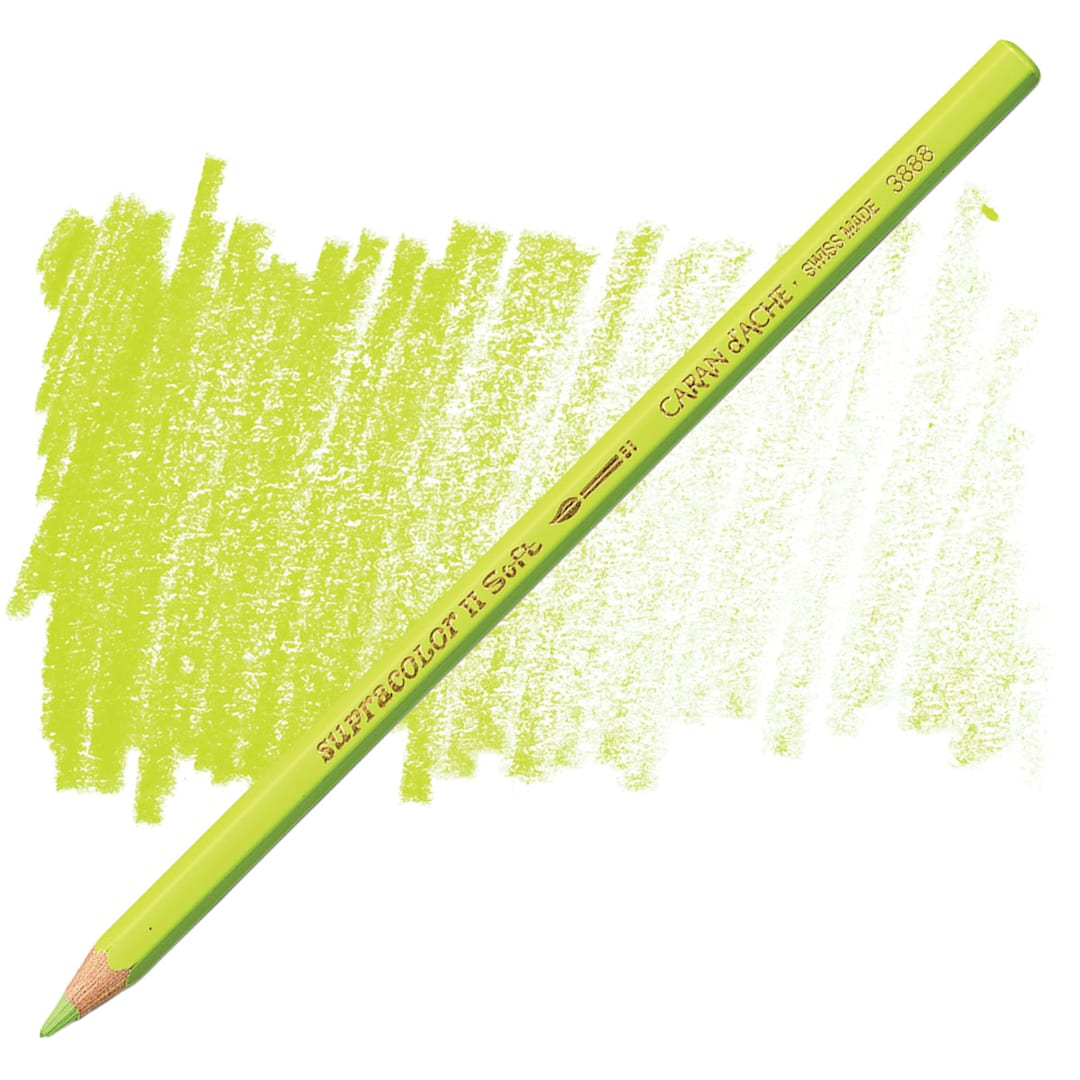 Open in modal - Caran d'Ache Supracolor Soft Aquarelle Pencil - Spring Green pencil and swatch