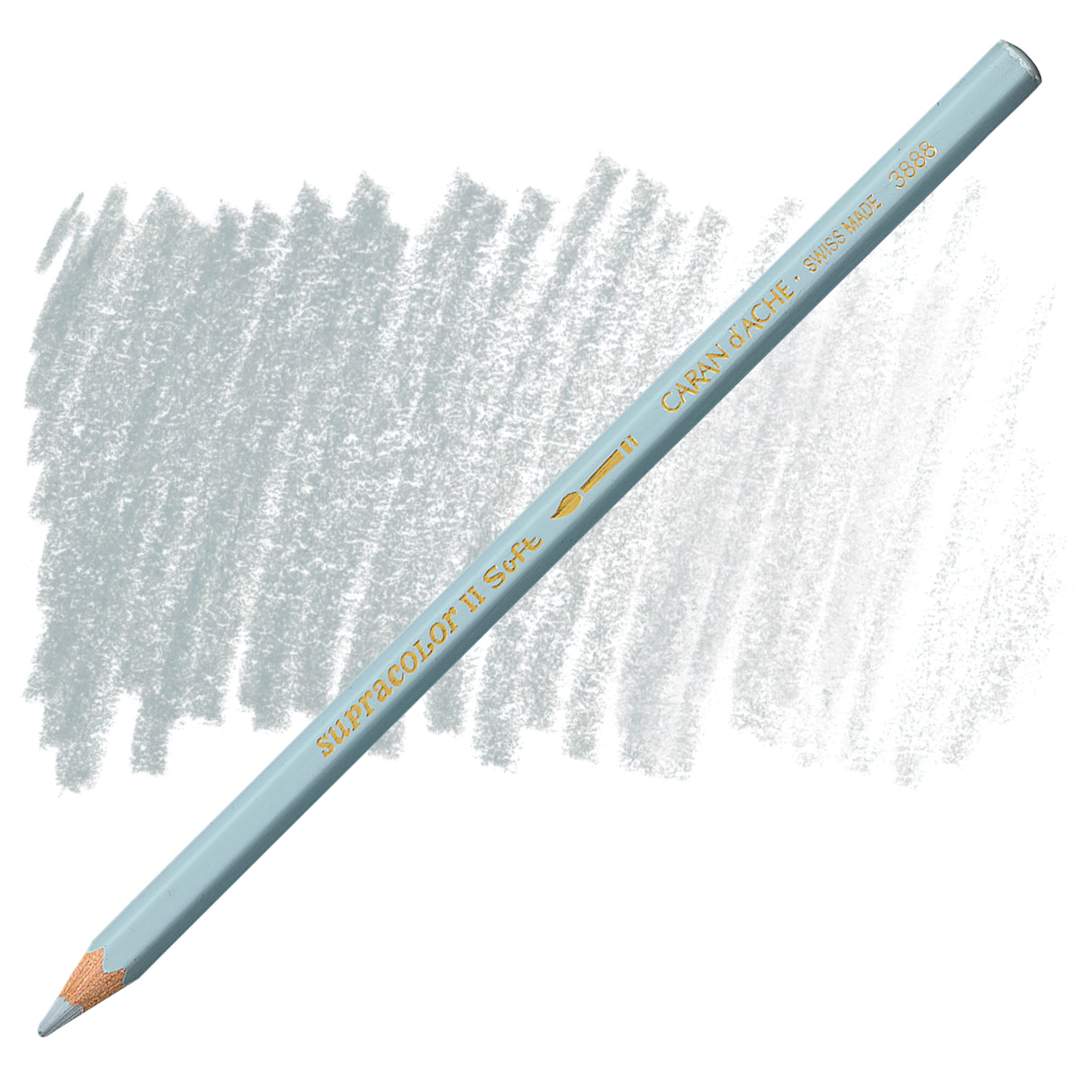 Open in modal - Caran d'Ache Supracolor Soft Aquarelle Pencil - Steel Gray pencil and swatch