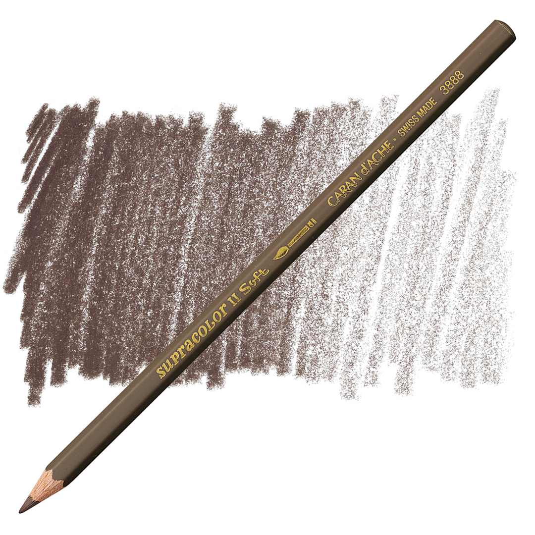 Open in modal - Caran d'Ache Supracolor Soft Aquarelle Pencil - Vandycke Brown pencil and swatch