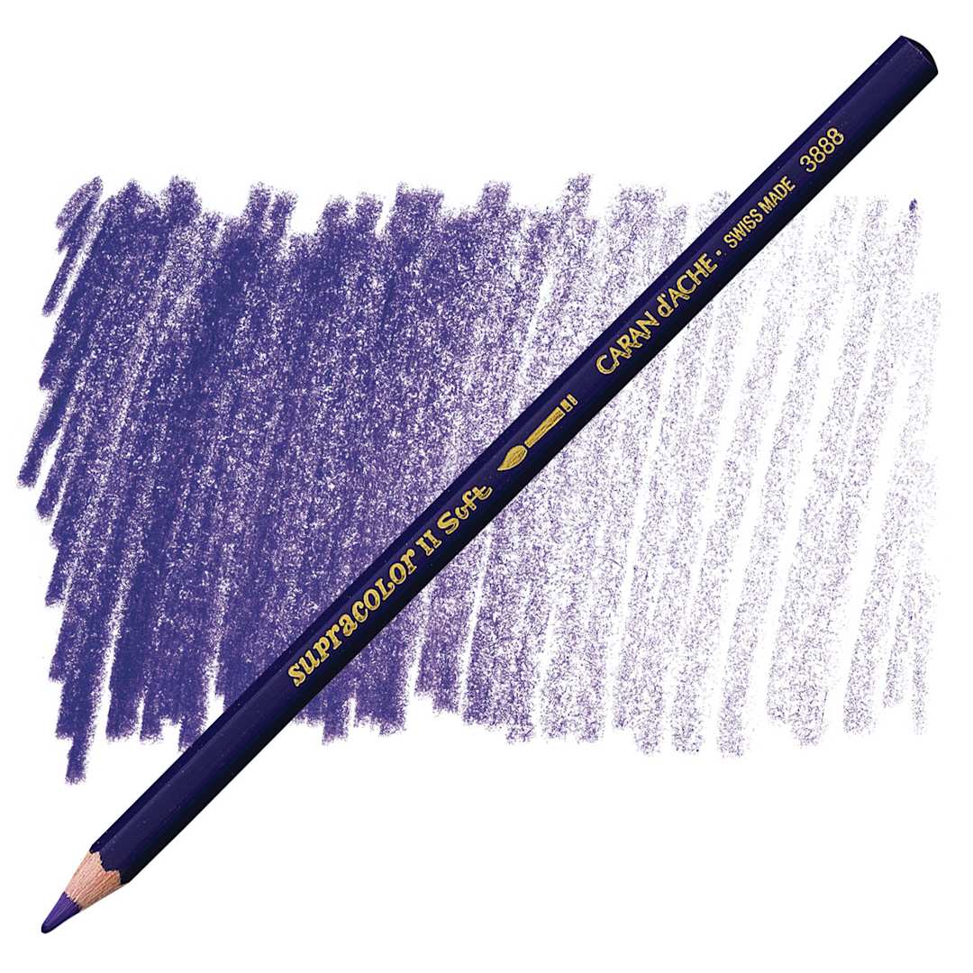 Open in modal - Caran d'Ache Supracolor Soft Aquarelle Pencil - Violet pencil and swatch