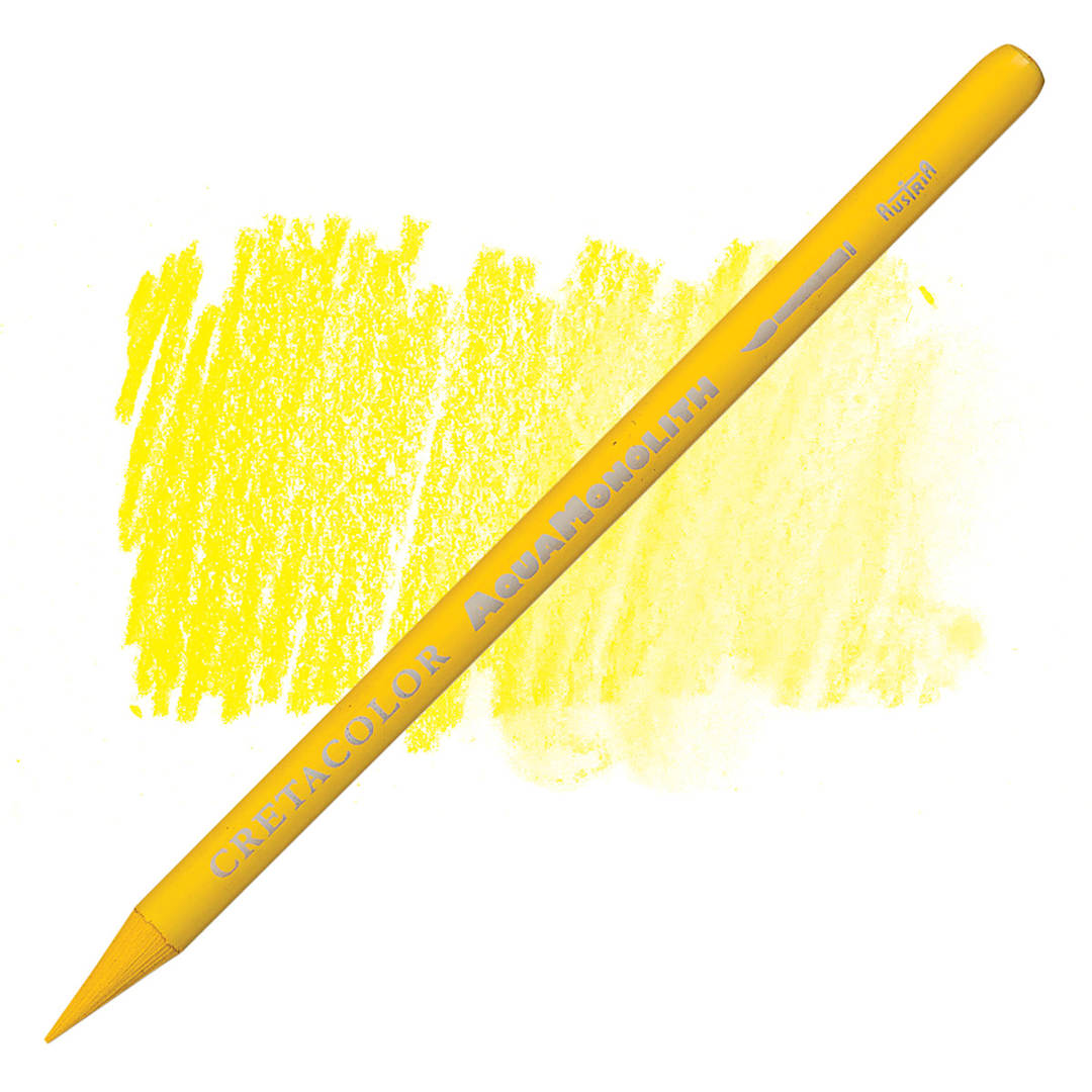 Open in modal - Cretacolor Aqua Monolith Woodless Watercolor Pencil - Chromium Yellow pencil and swatch