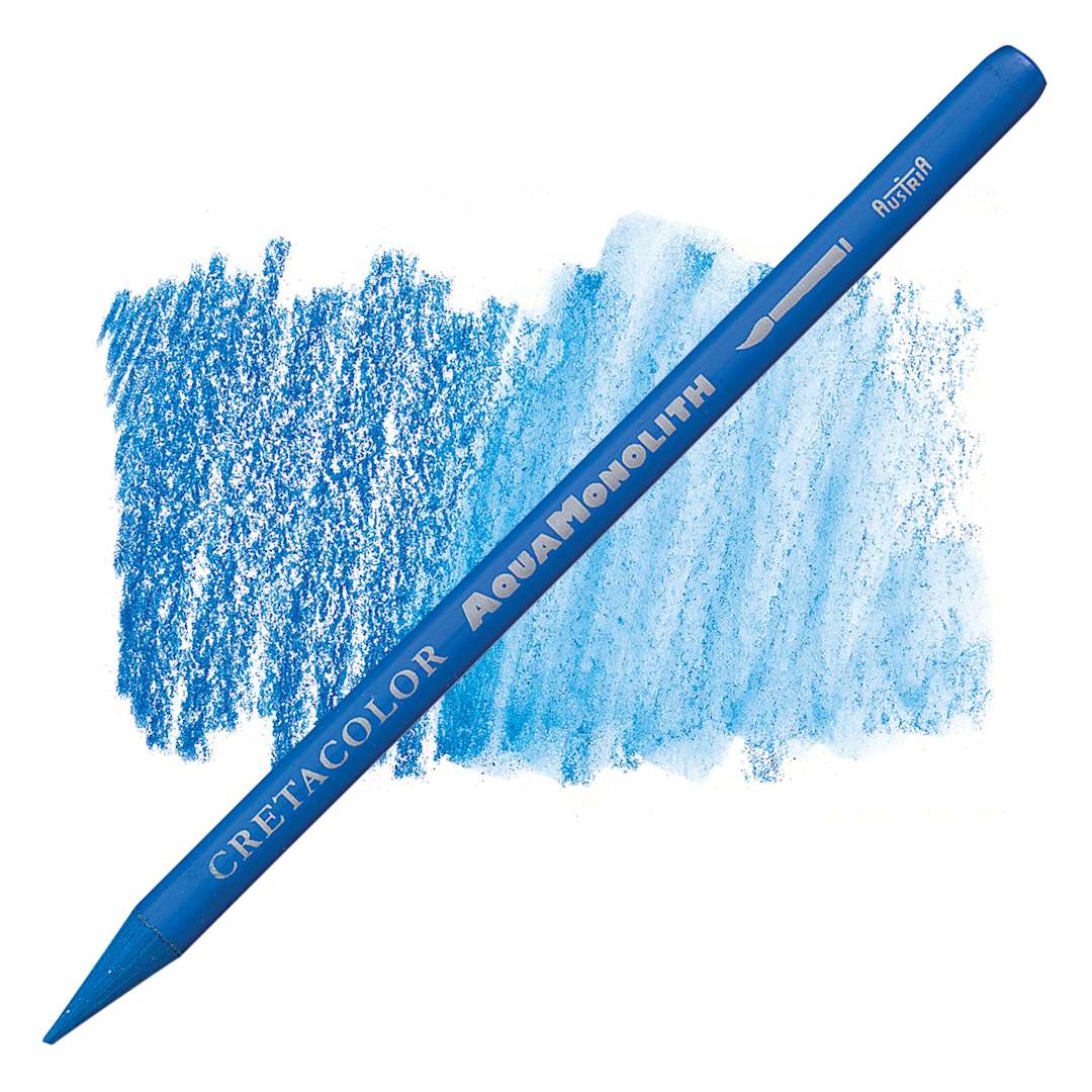 Open in modal - Cretacolor Aqua Monolith Woodless Watercolor Pencil - Cobalt Blue pencil and swatch