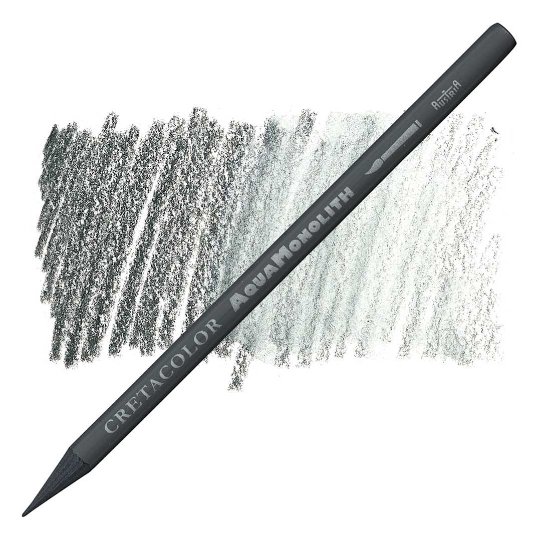 Open in modal - Cretacolor Aqua Monolith Woodless Watercolor Pencil - Dark Gray pencil and swatch
