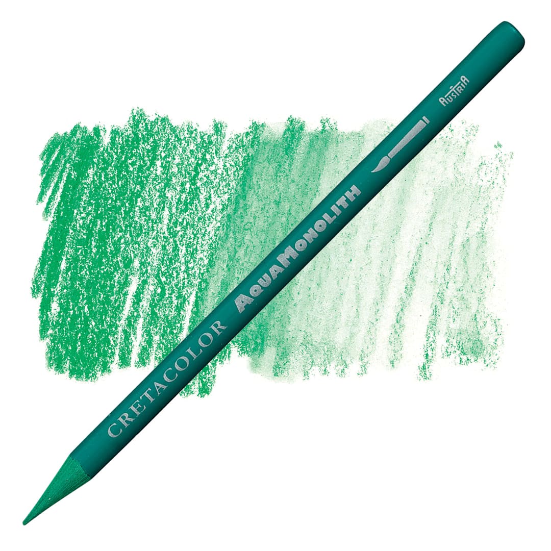 Open in modal - Cretacolor Aqua Monolith Woodless Watercolor Pencil - Emerald pencil and swatch