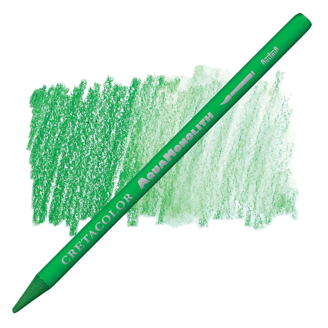 Open in modal - Cretacolor Aqua Monolith Woodless Watercolor Pencil - French Green pencil and swatch