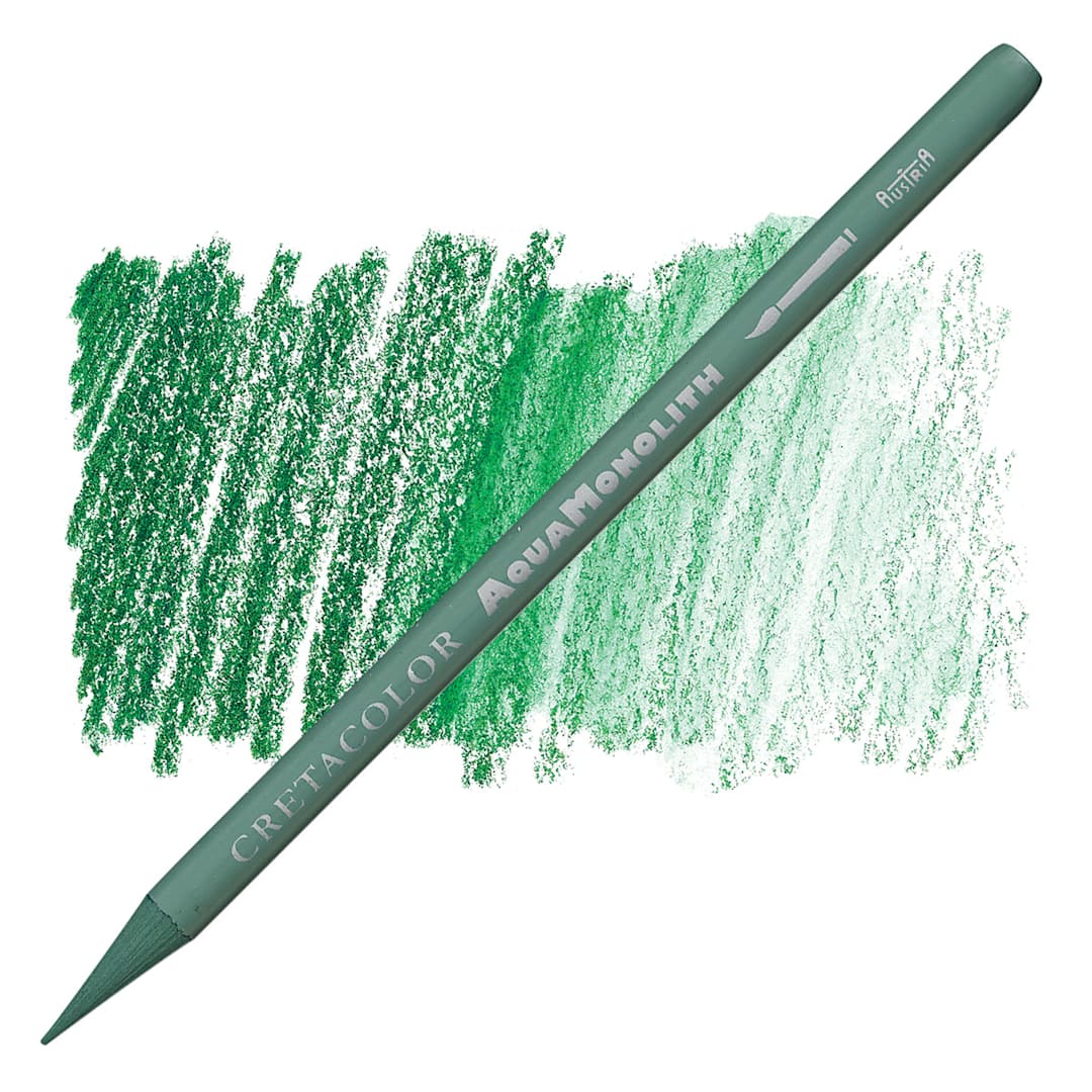 Open in modal - Cretacolor Aqua Monolith Woodless Watercolor Pencil - Green Earth Light pencil and swatch