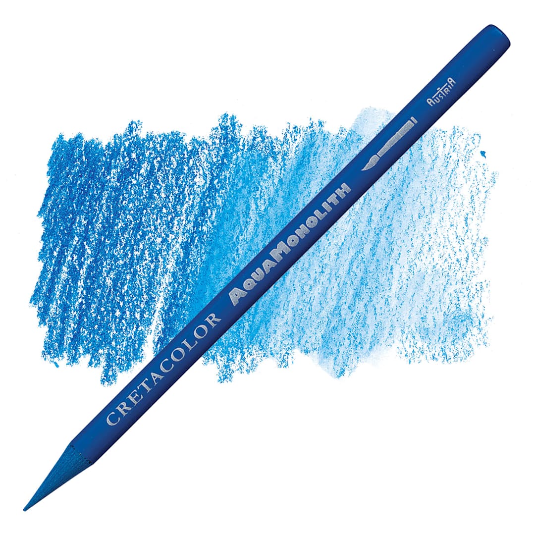 Open in modal - Cretacolor Aqua Monolith Woodless Watercolor Pencil - Medium Blue pencil and swatch
