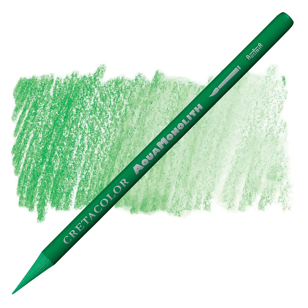 Open in modal - Cretacolor Aqua Monolith Woodless Watercolor Pencil - Moss Green Dark pencil and swatch