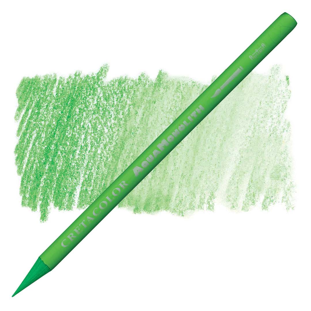 Open in modal - Cretacolor Aqua Monolith Woodless Watercolor Pencil - Moss Green Light pencil and swatch