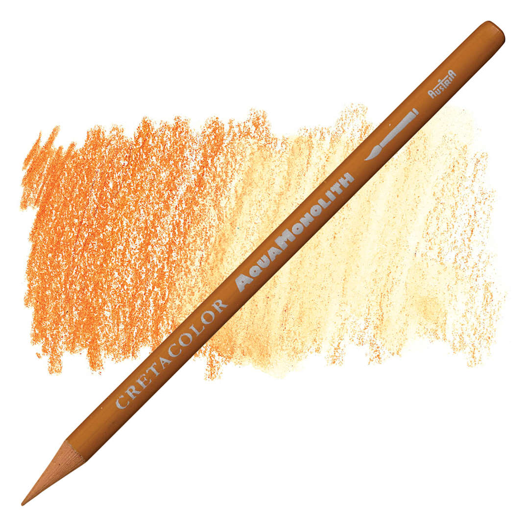 Open in modal - Cretacolor Aqua Monolith Woodless Watercolor Pencil - Ochre Dark pencil and swatch