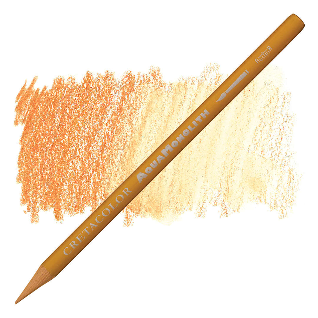 Open in modal - Cretacolor Aqua Monolith Woodless Watercolor Pencil - Ochre Light pencil and swatch