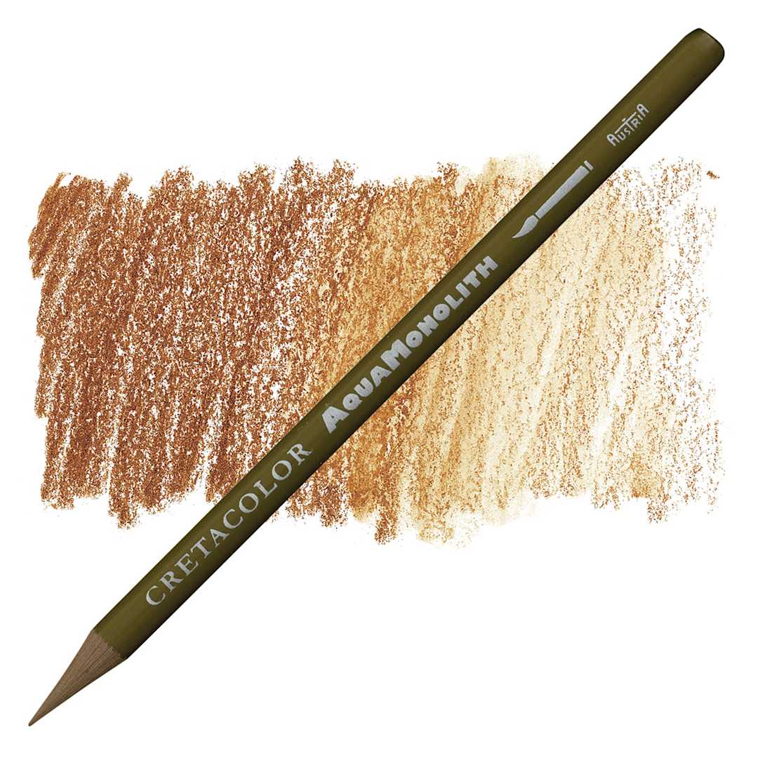 Open in modal - Cretacolor Aqua Monolith Woodless Watercolor Pencil - Olive Brown pencil and swatch