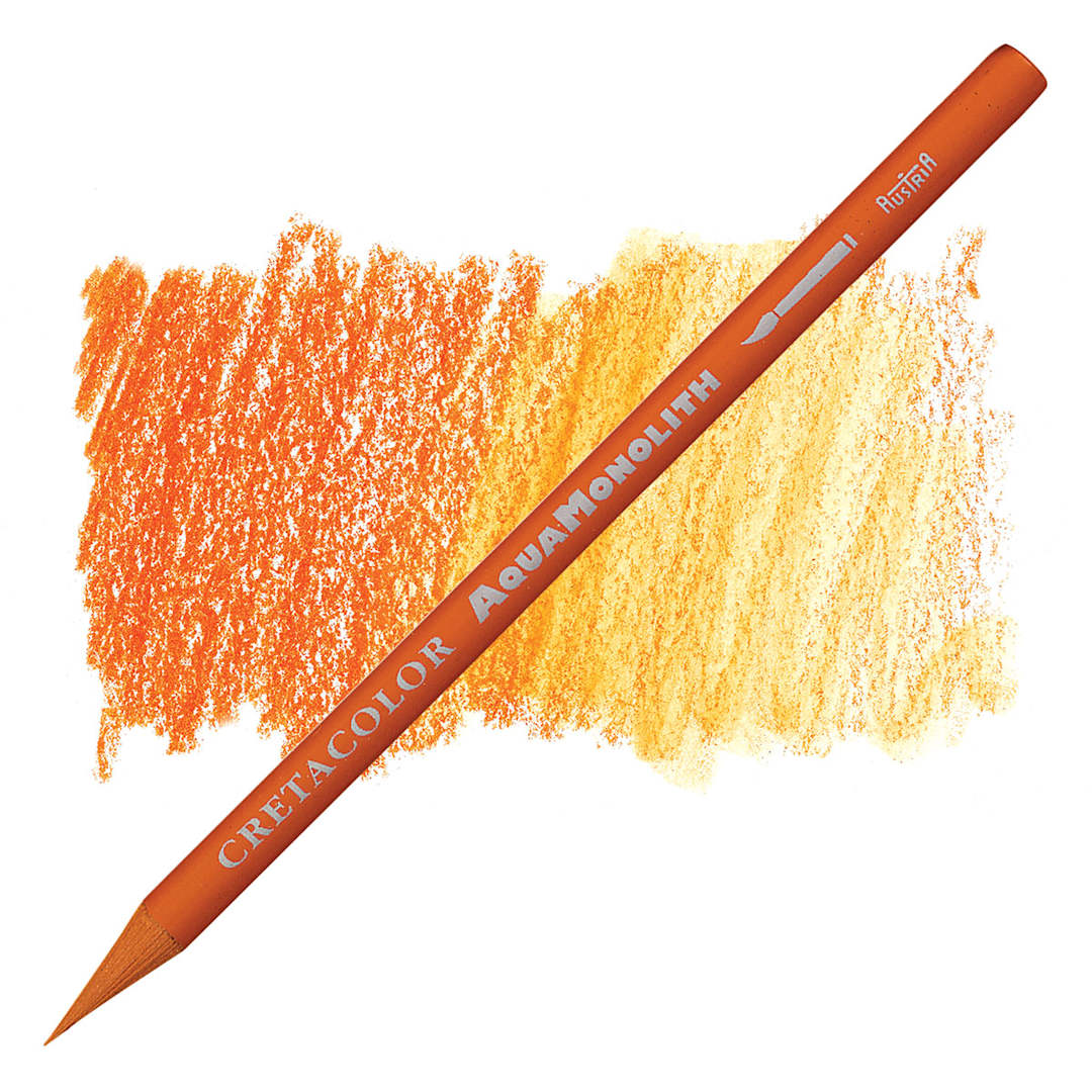 Open in modal - Cretacolor Aqua Monolith Woodless Watercolor Pencil - Orange pencil and swatch