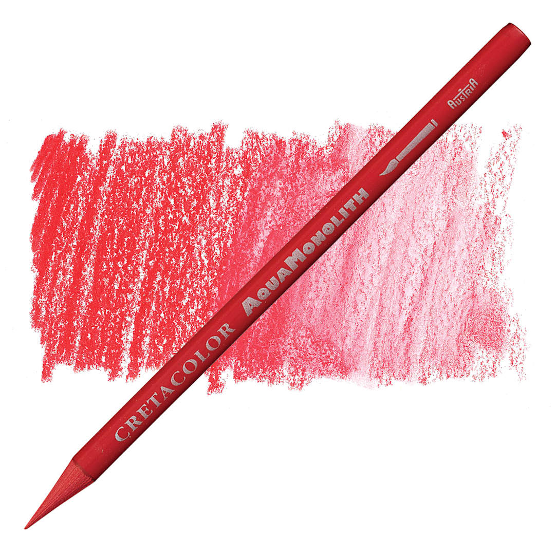 Open in modal - Cretacolor Aqua Monolith Woodless Watercolor Pencil - Permanent Red Dark pencil and swatch