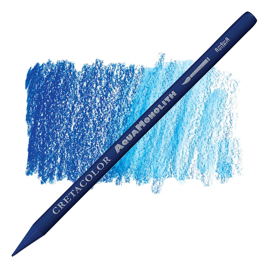 Open in modal - Cretacolor Aqua Monolith Woodless Watercolor Pencil - Prussian Blue pencil and swatch