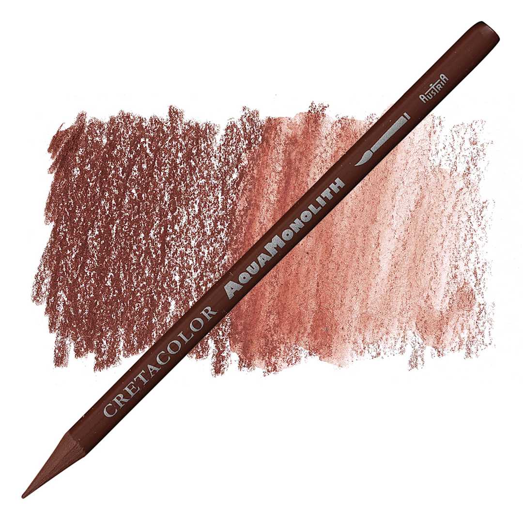 Open in modal - Cretacolor Aqua Monolith Woodless Watercolor Pencil - Red Brown pencil and swatch