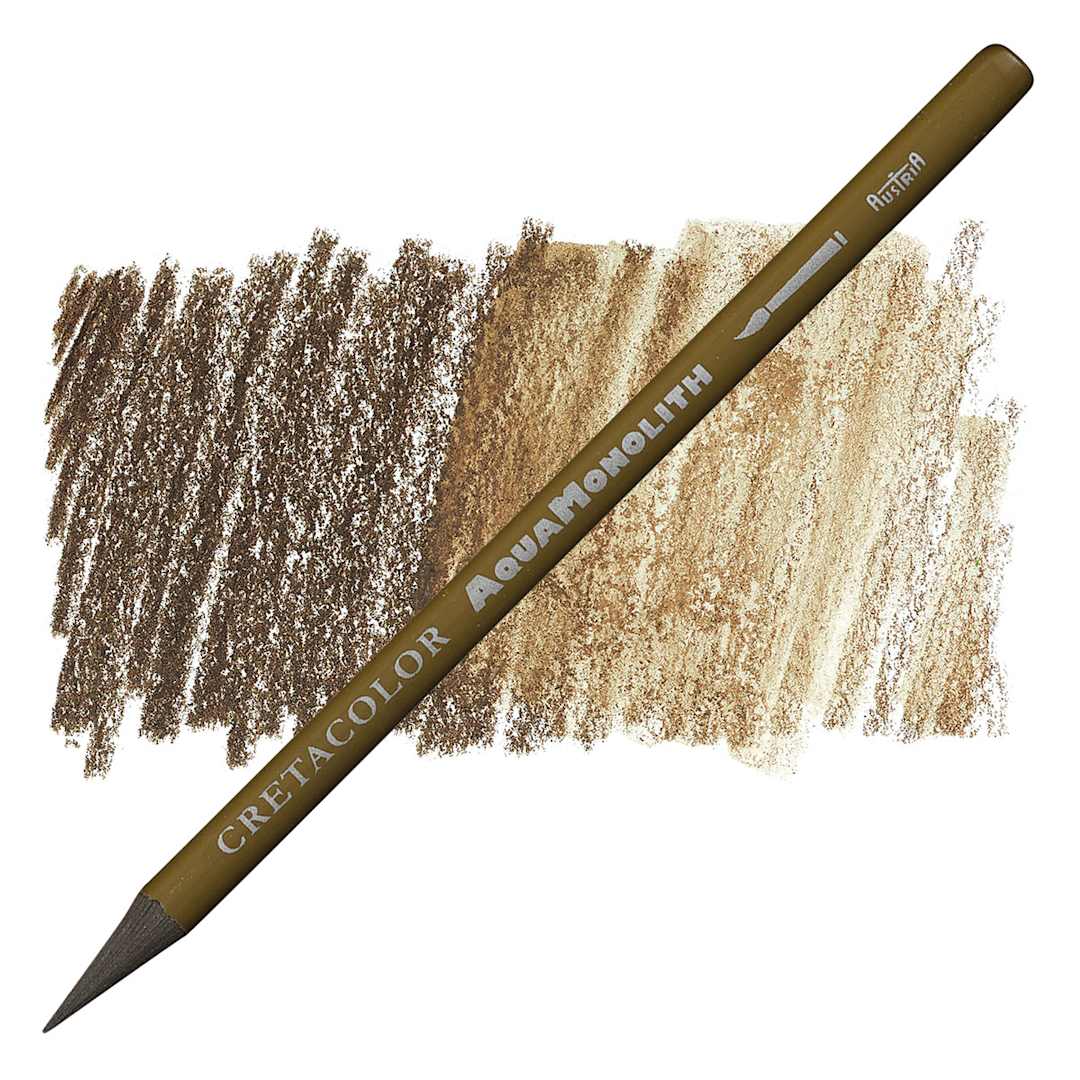 Open in modal - Cretacolor Aqua Monolith Woodless Watercolor Pencil - Sepia Light pencil and swatch