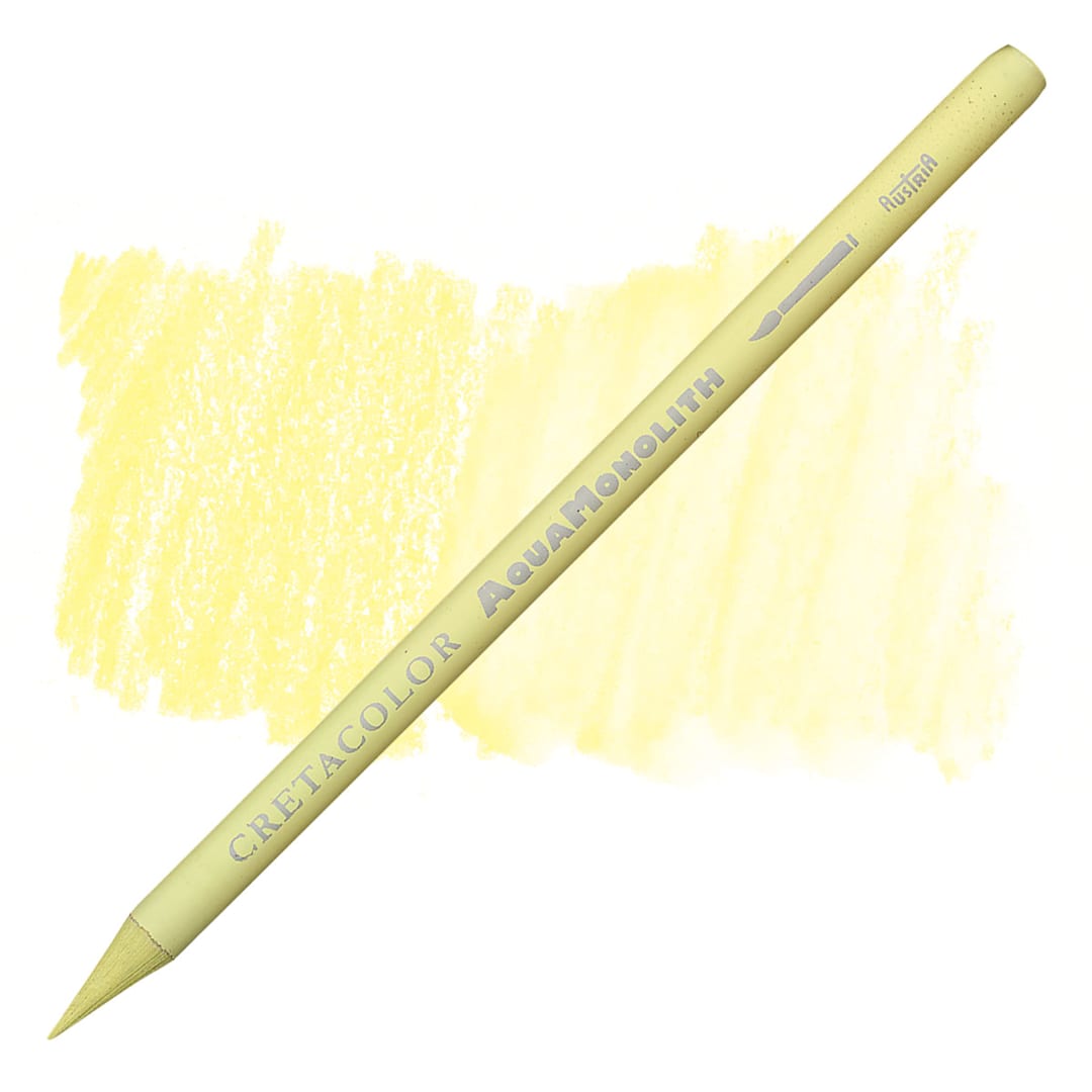 Open in modal - Cretacolor Aqua Monolith Woodless Watercolor Pencil - Sunproof Yellow Citron pencil and swatch