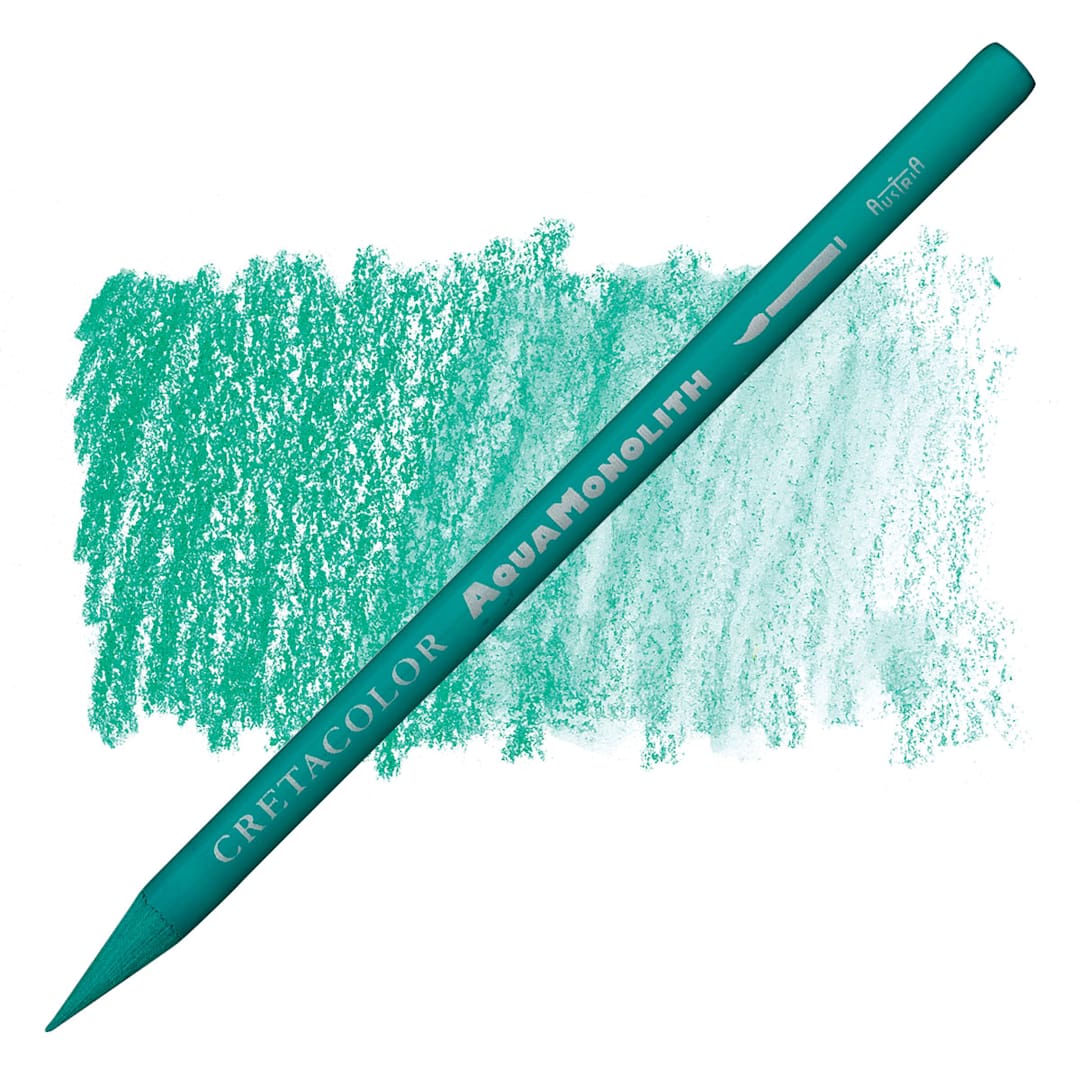 Open in modal - Cretacolor Aqua Monolith Woodless Watercolor Pencil - Turquoise Dark pencil and swatch