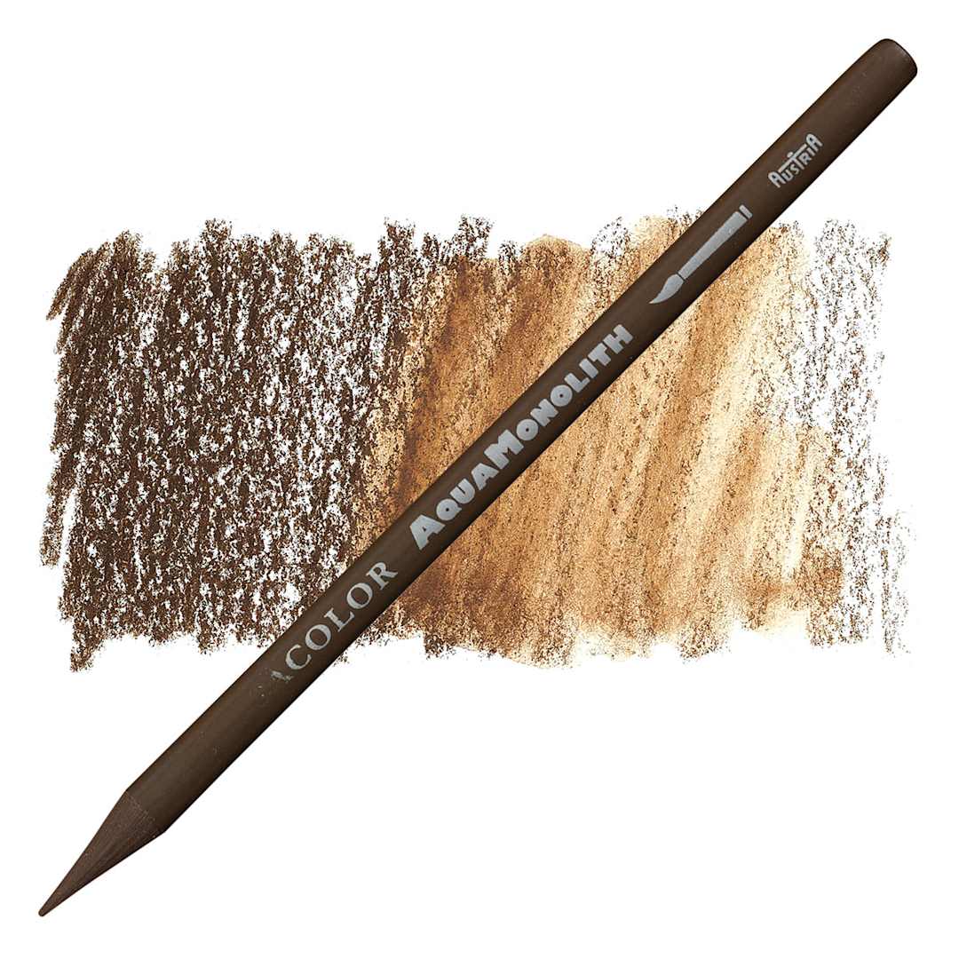 Open in modal - Cretacolor Aqua Monolith Woodless Watercolor Pencil - Van Dycke Brown pencil and swatch